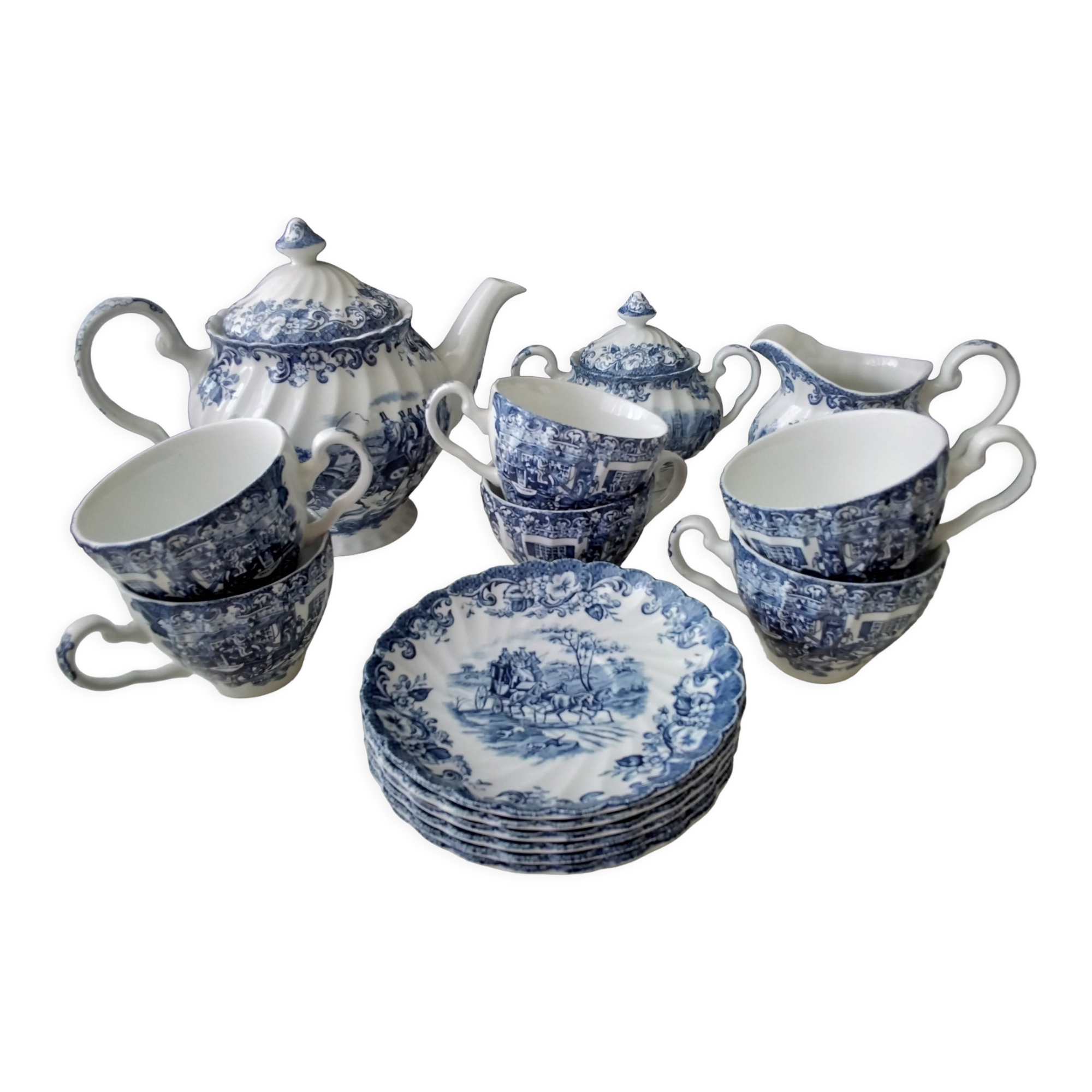 Tea service 6 people Johnson Bros Coaching Scenes