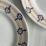 3 assiettes à dessert motif fleurs bleues