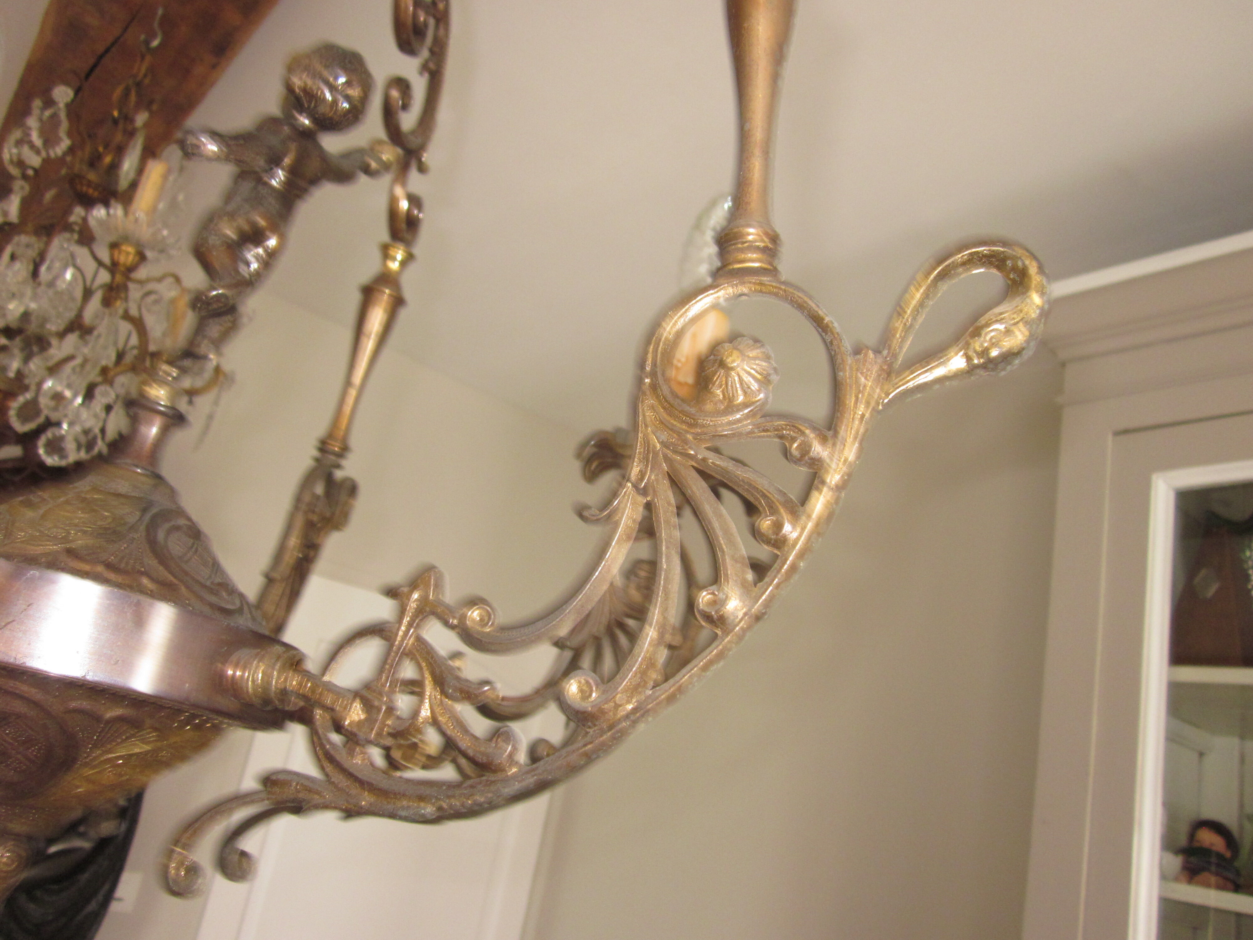 Bronze chandelier with angels