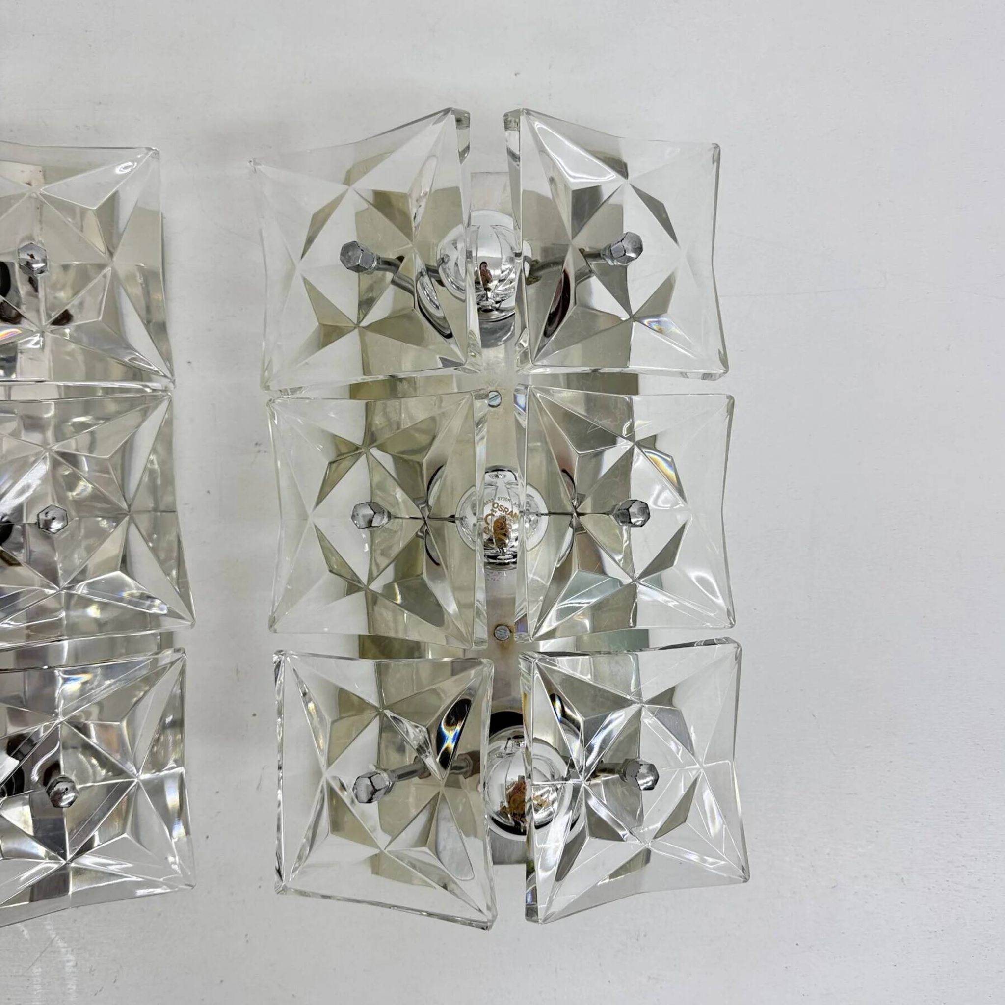 Set of 3 mid-century large crystal sconce by Kinkeldey, Germany, 1970s