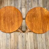 Pair of high stools / bar varnished wood 60-70s