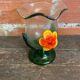 Vintage Murano Glass Vase with Orange and Yellow Flower Decoration, Italy