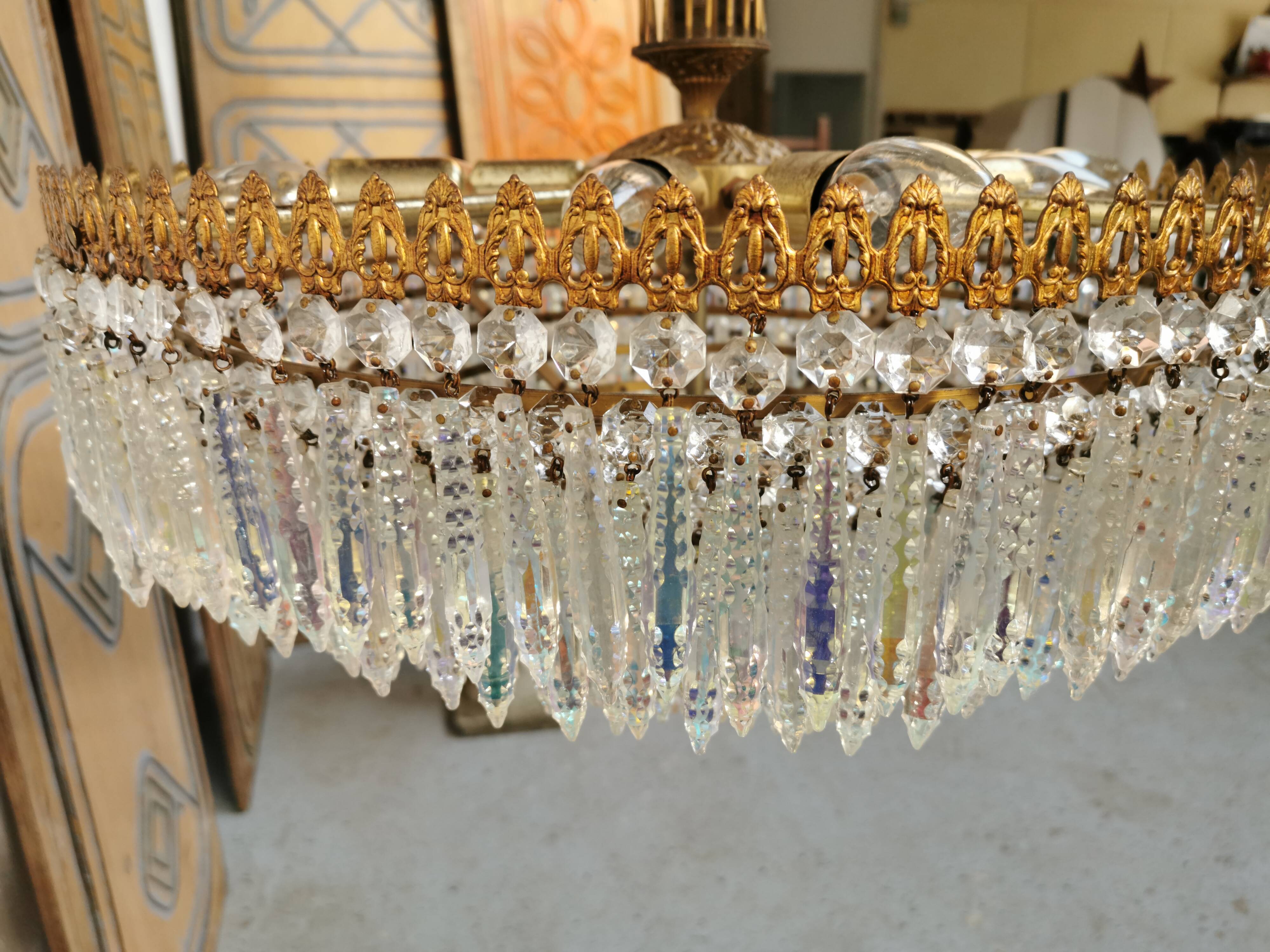 Vintage chandelier 8 lights and brass