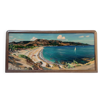 "View of the AGUAY Bay" Oil on canvas by Edmond ASTRUC 20th century