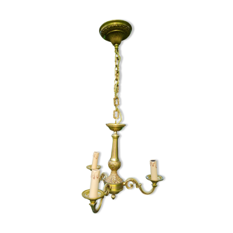 Lustre pure bronze de la maison Lucien Gau 3 feux