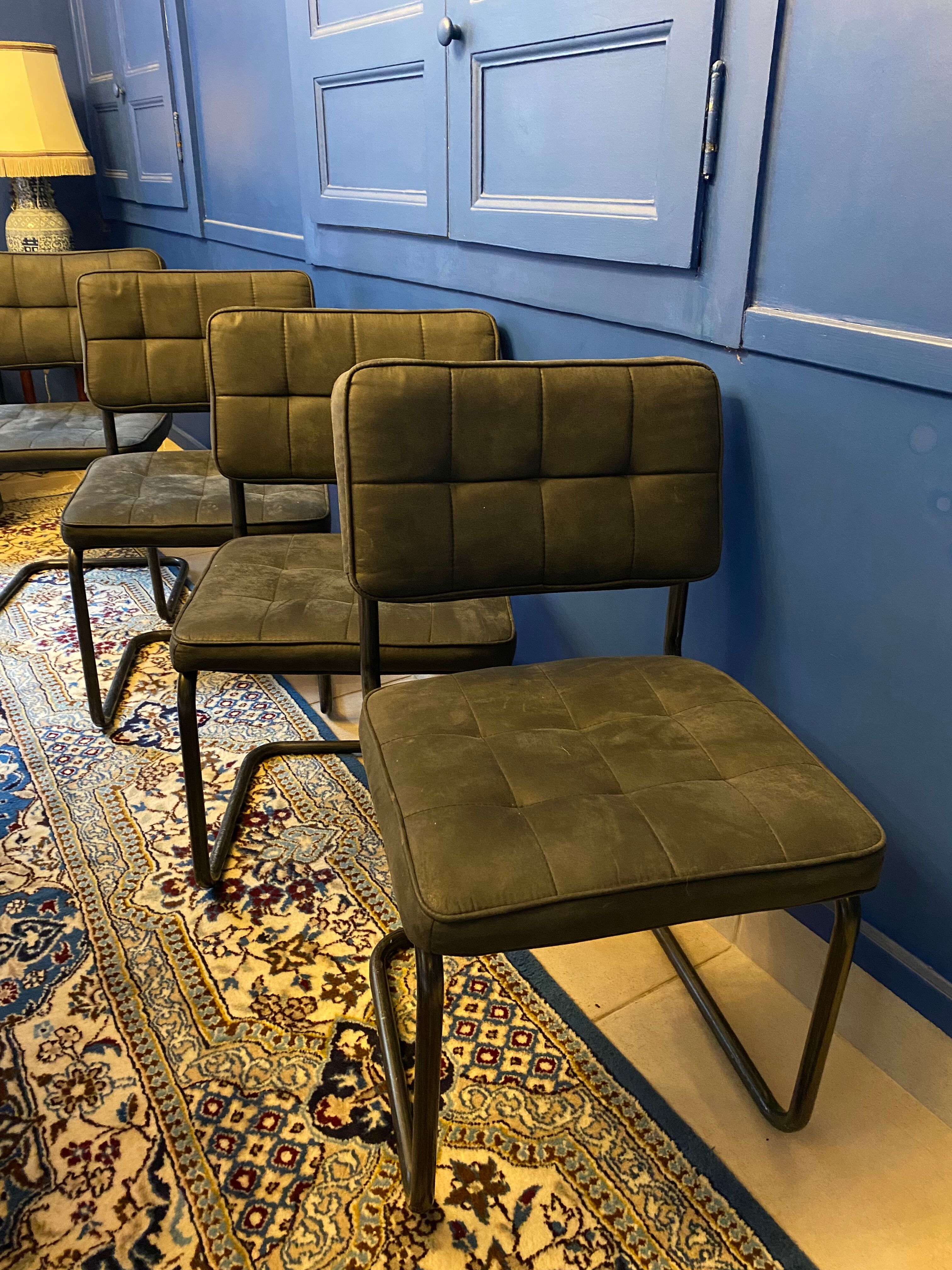 4 leather chairs black