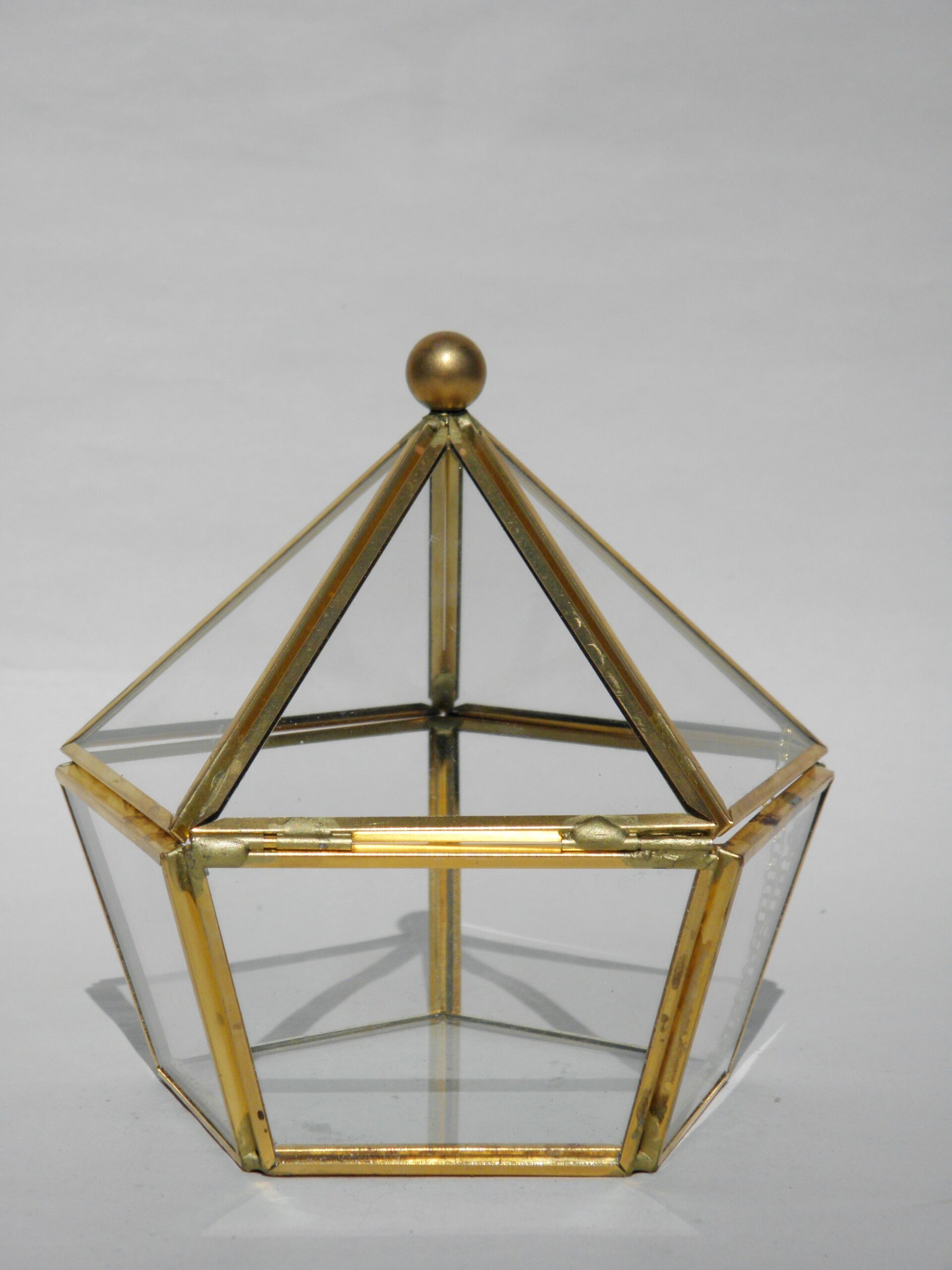 Glass and brass jewelry box