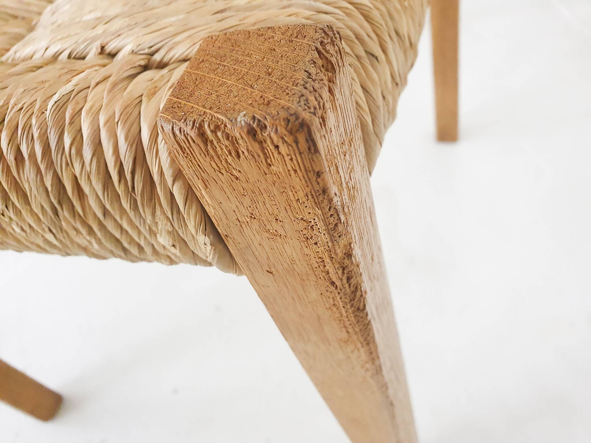 Set of four oak and sisal dining chairs model 401 by JL Moller, Denmark 1970's