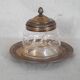 Engraved glass sugar bowl and silver-plated metal