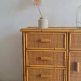 Vintage rattan chest of drawers
