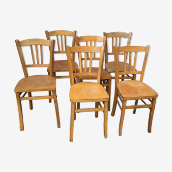 Set de six chaises bistrot des années 50