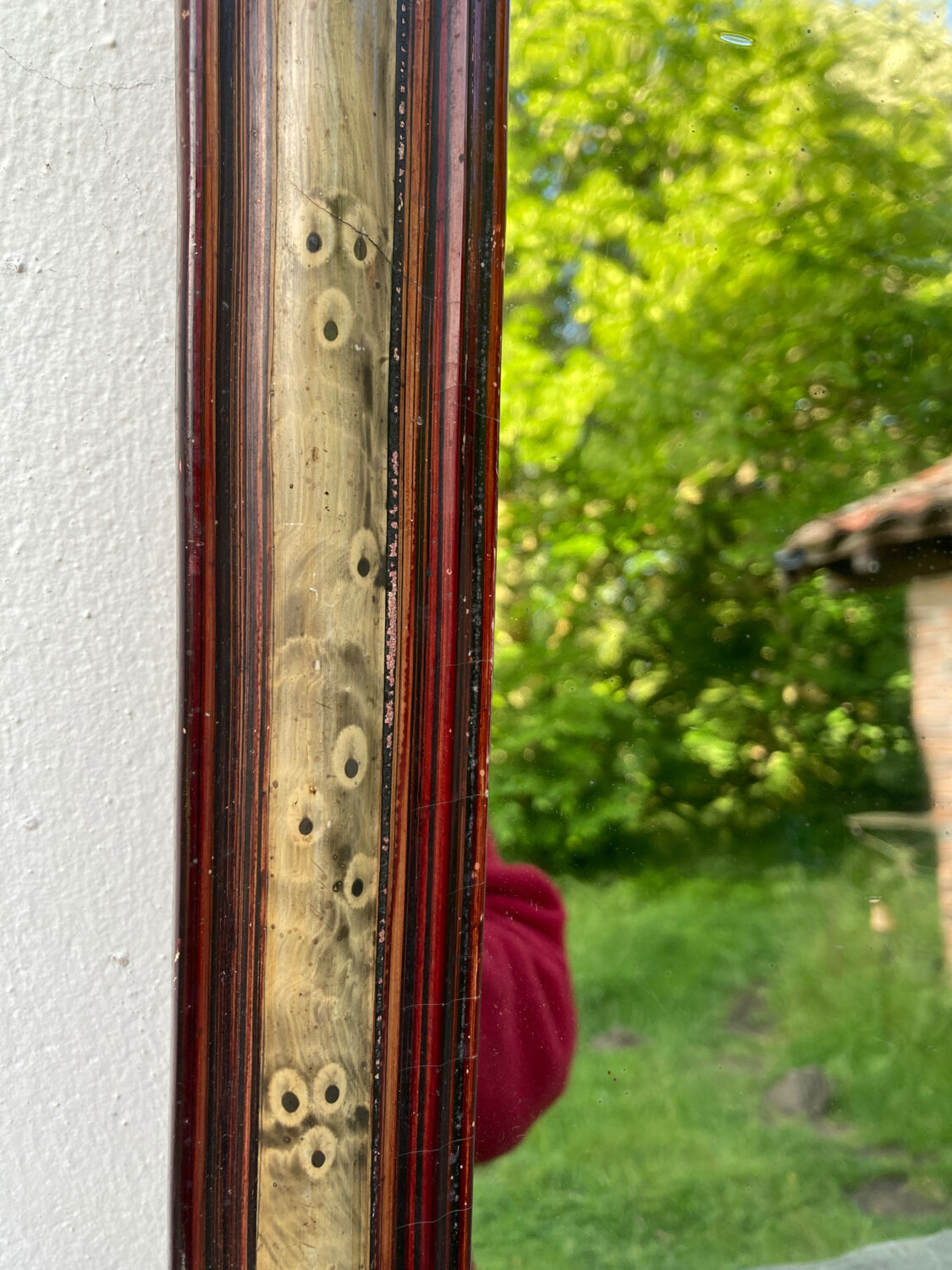 Mirror louis philippe old nineteenth in brown and beige wood