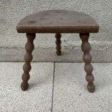Turned wood tripod stool