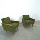 Fauteuil vert avec dossier en bois de teck