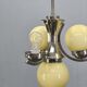 Art Deco Chrome and Opaline Glass Chandelier, 1930s