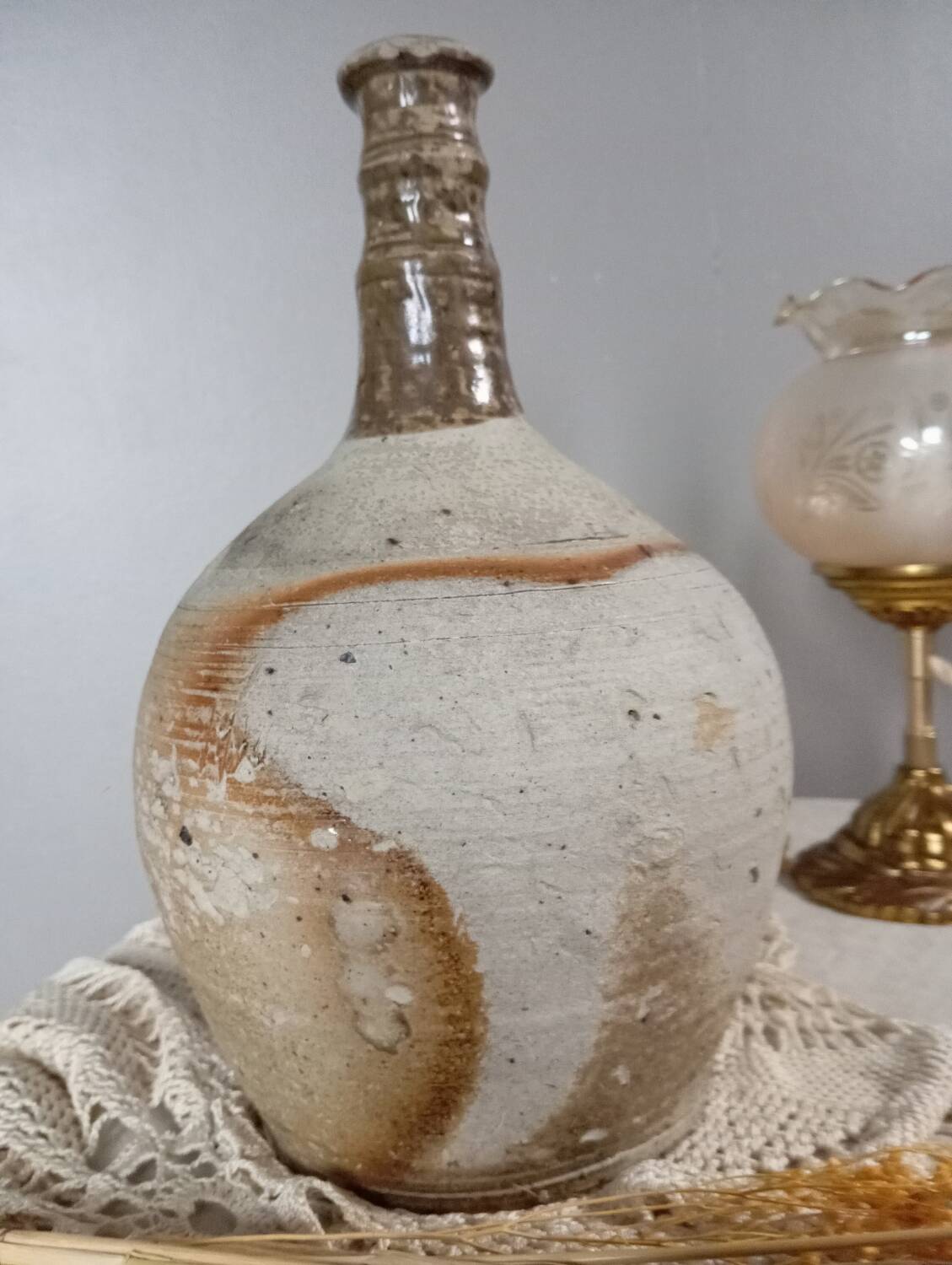 Cruche poterie antique grès brut imparfait, 18/19eme