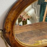Miroir en bois et plâtre, décor fleuri, Art Déco