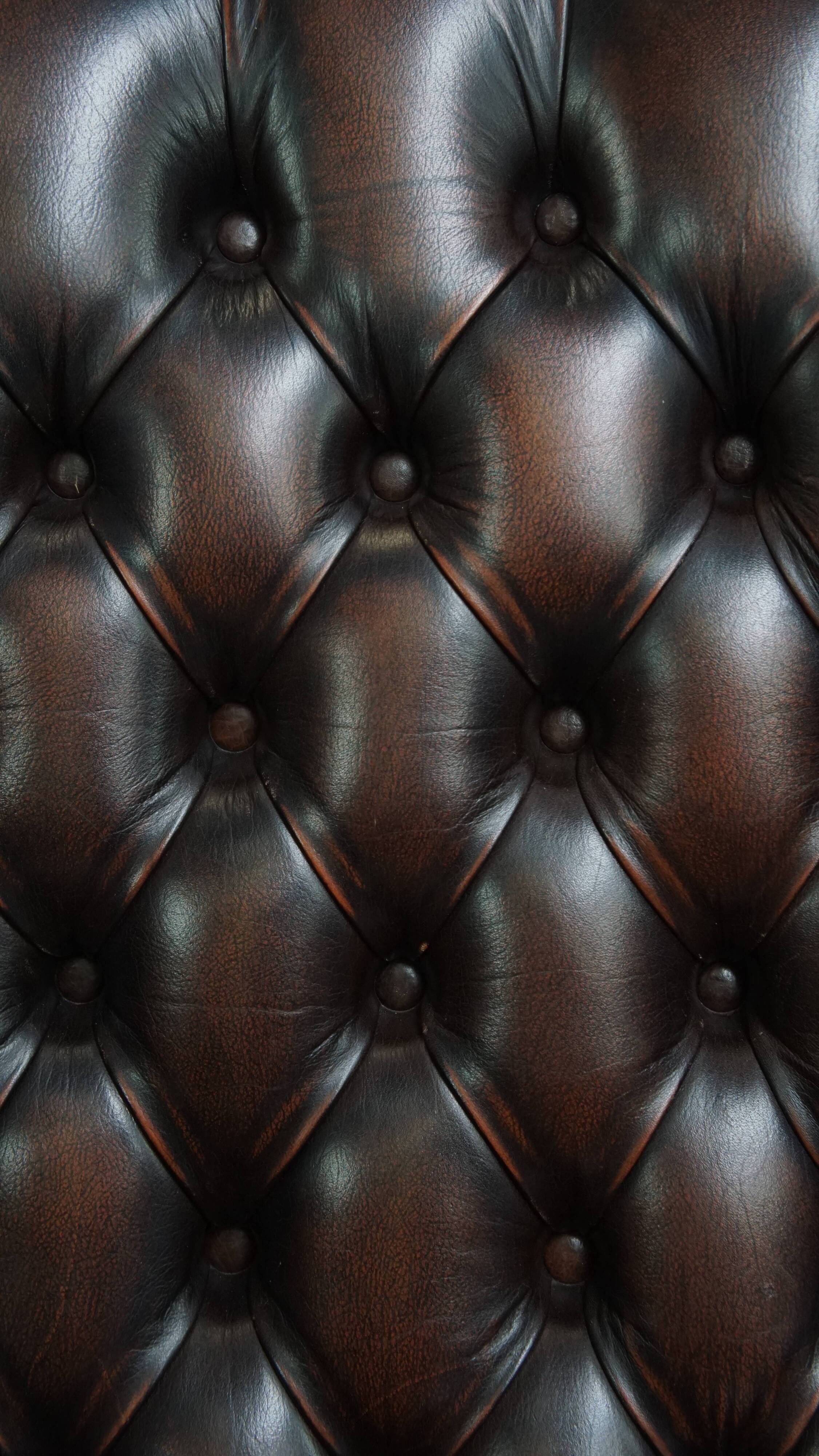 Brown Cowhide Leather Chesterfield Wingback Chair