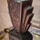 Large Art Deco lamp in V opaque molded glass, 46x33 in its juice,