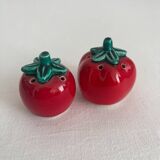 Vintage tomato salt and pepper shakers in slip