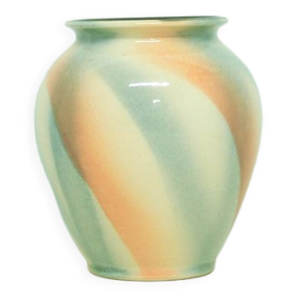 Vintage cream pink & blue west germany vase bay small