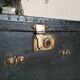 Old navy trunk, wooden chest and vintage leather