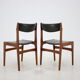 Ensemble de 6 chaises de salle à manger danoises en teck/cuir, années 1960