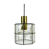 Iron and glass suspension lamp by Glashtte Limburg, 1960s