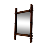 Ancien miroir de barbier en bois de bambou