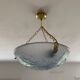Art Deco vasque in glass pressed blue floral decoration France 1930