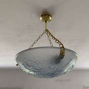 Art Deco vasque in glass pressed blue floral decoration France 1930