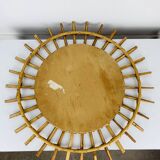 Vintage rattan sunburst mirror from the 1960s