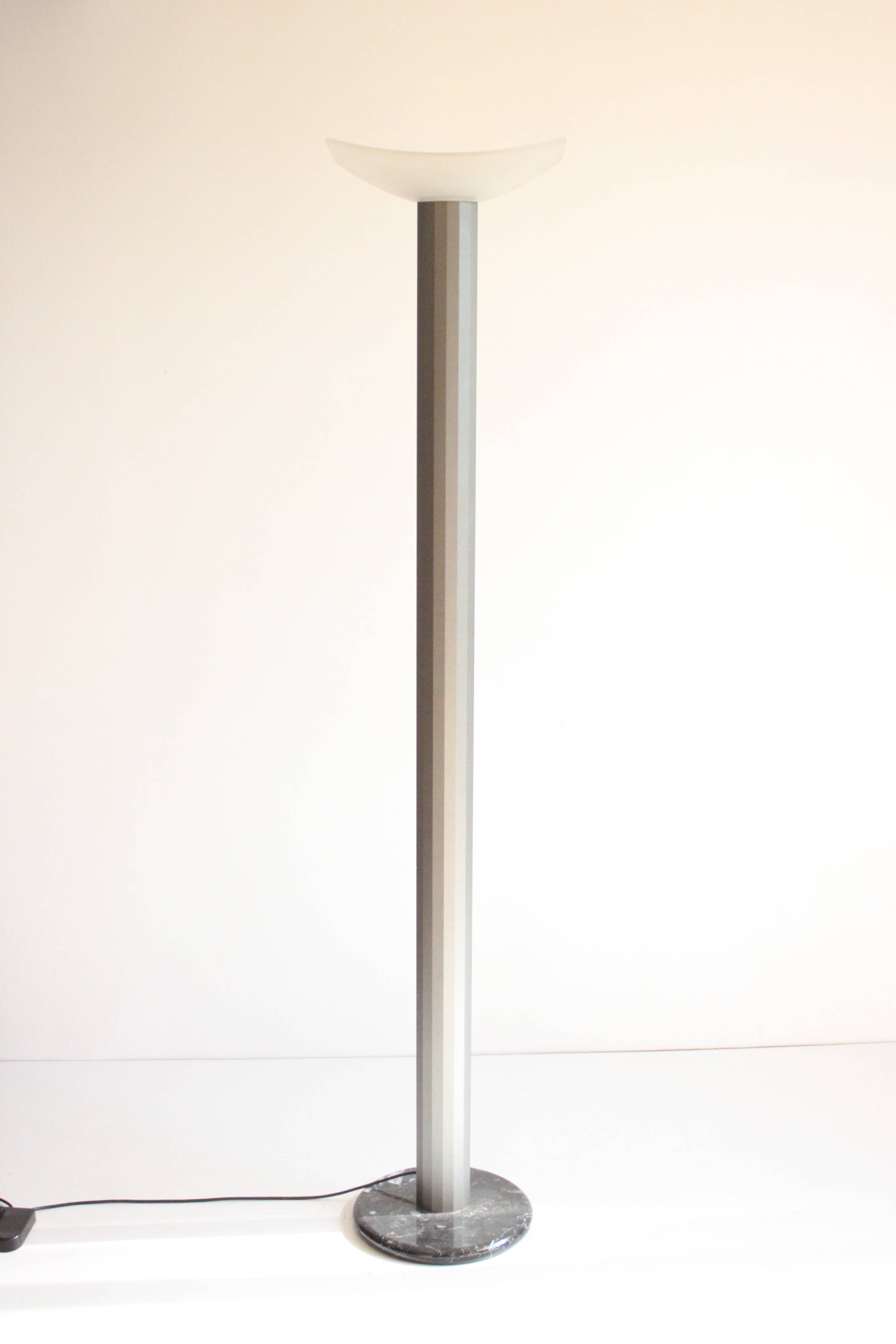 Valenti Luce uplighter with glass shade, Italy 1980s-1990s