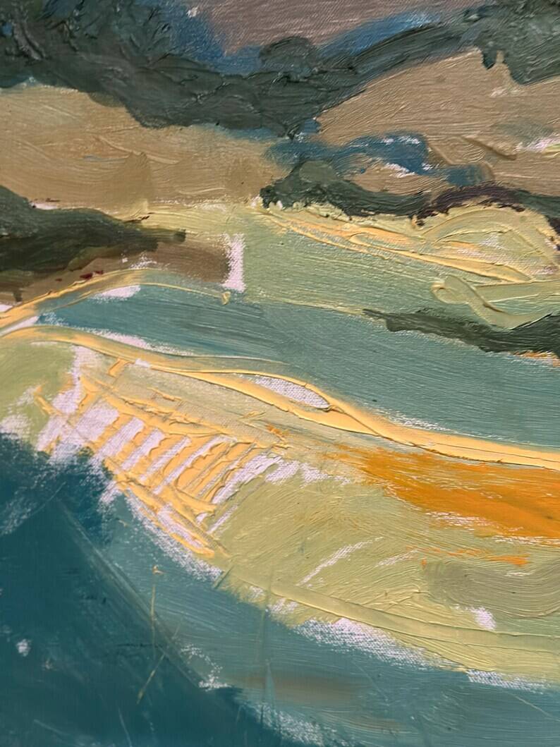 Swedish Oil on Panel “Landscape” by Lars Stocks,Framed & Vintage 77 × 57 cm