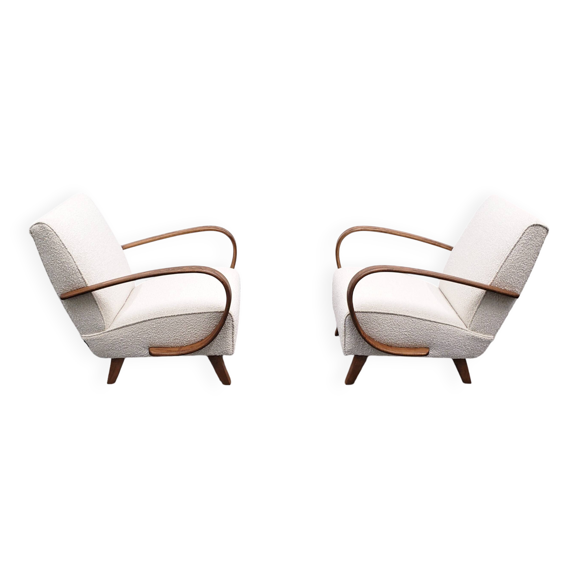 1930 Jindrich Halabala Bentwood Armchair in Ivory Premium Buckle