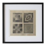 Tableau Vintage Art Optique - Victor Vasarely - Frame 40x40cm.