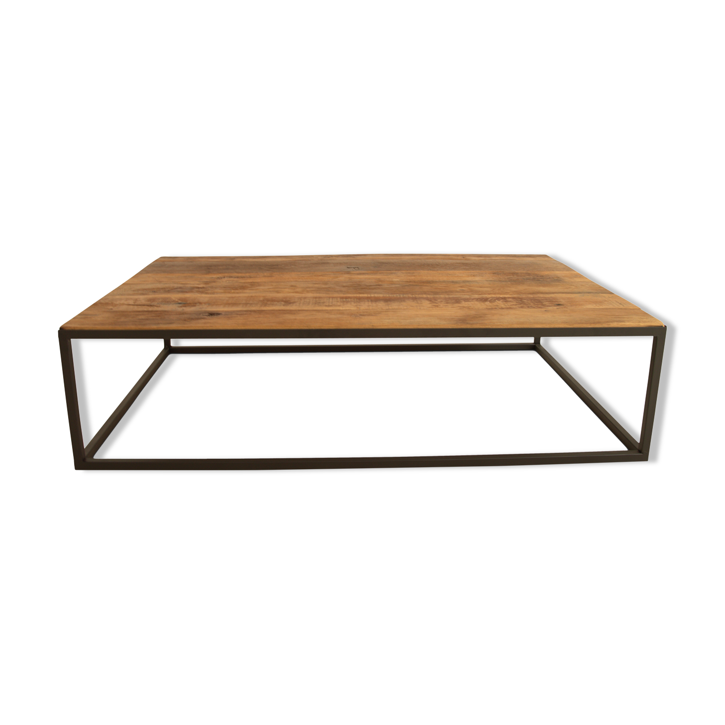 Coffee table in antique oak and iron