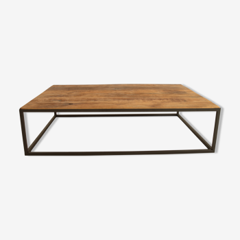 Coffee table in antique oak and iron