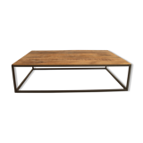 Coffee table in antique oak and iron