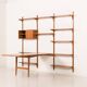 Poul Cadovius rare 3 bay wall unit with a large desk or table for Cado