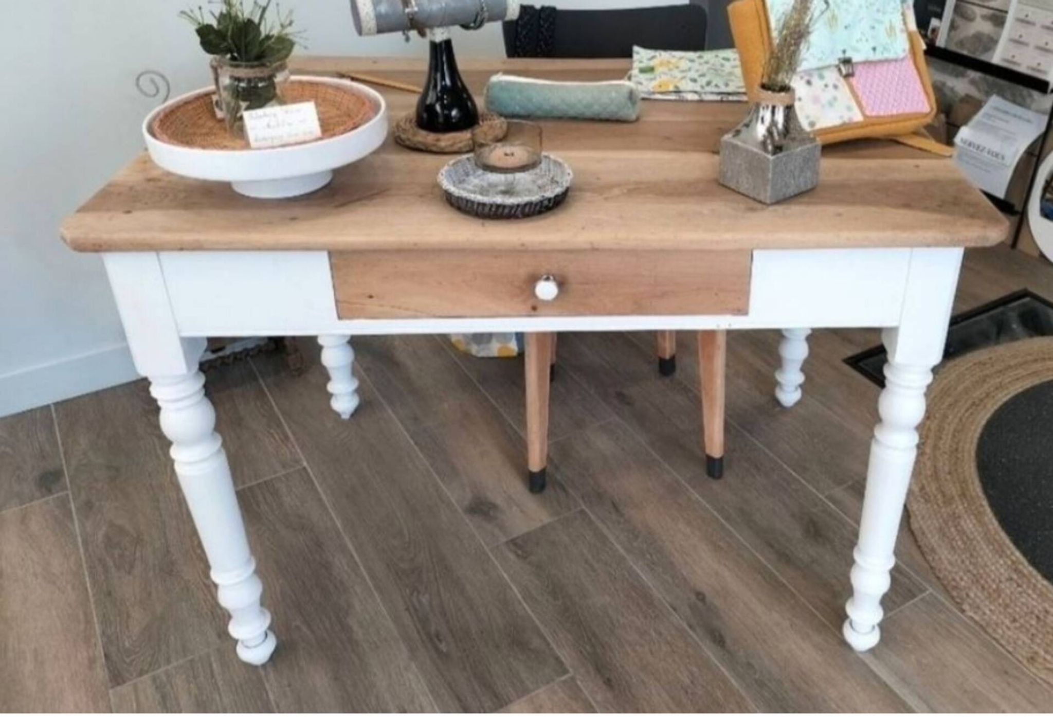 Solid wood farmhouse table