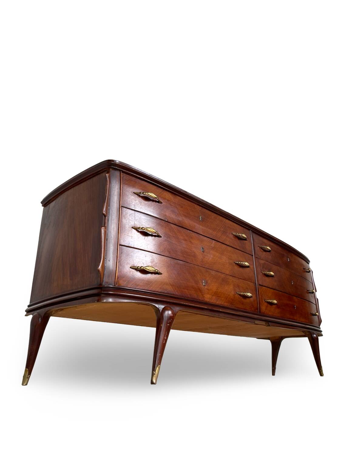 Commode en placage de palissandre avec plateau en onyx vert