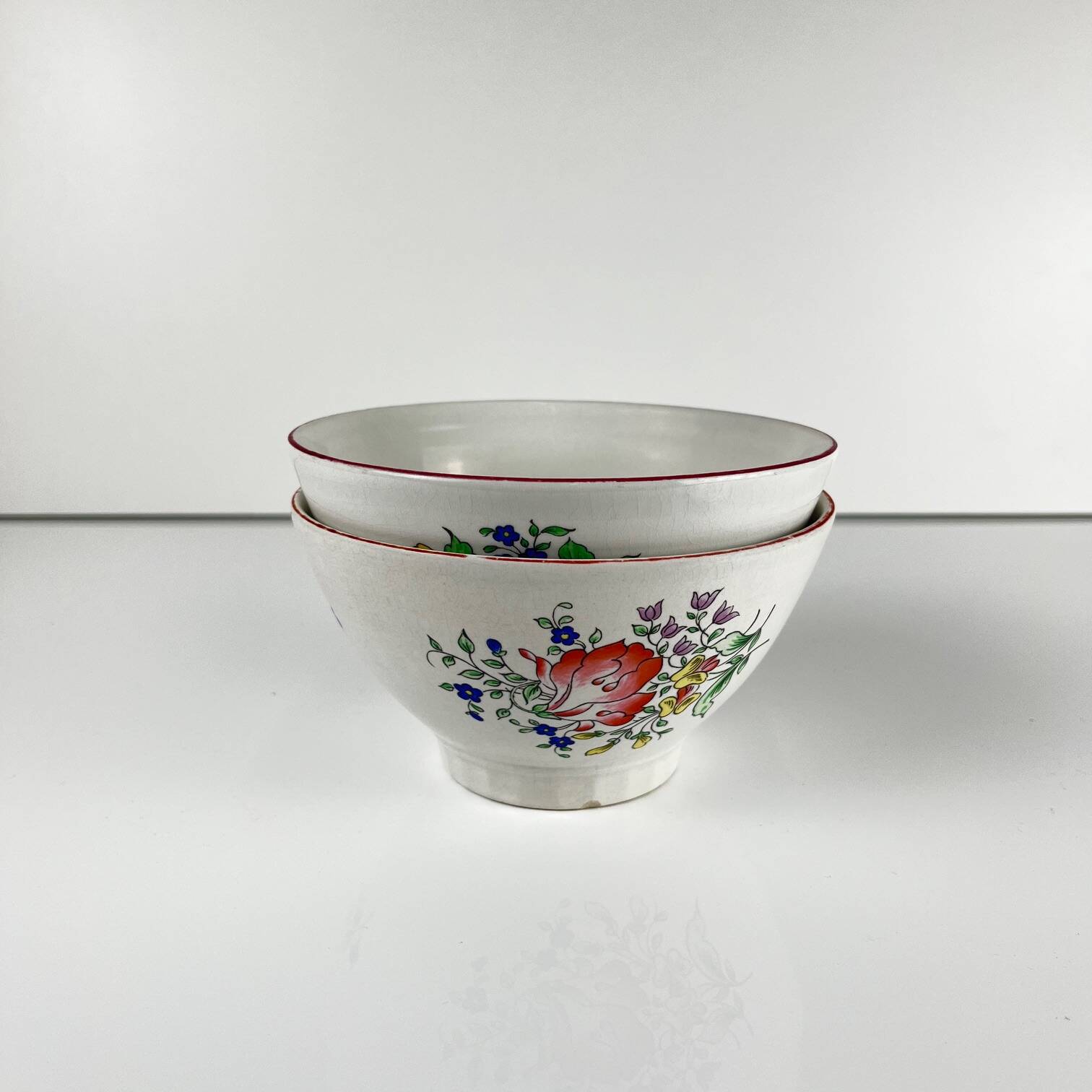 Set of 2 KG Lunéville bowls, street lamp model, early 20th century
