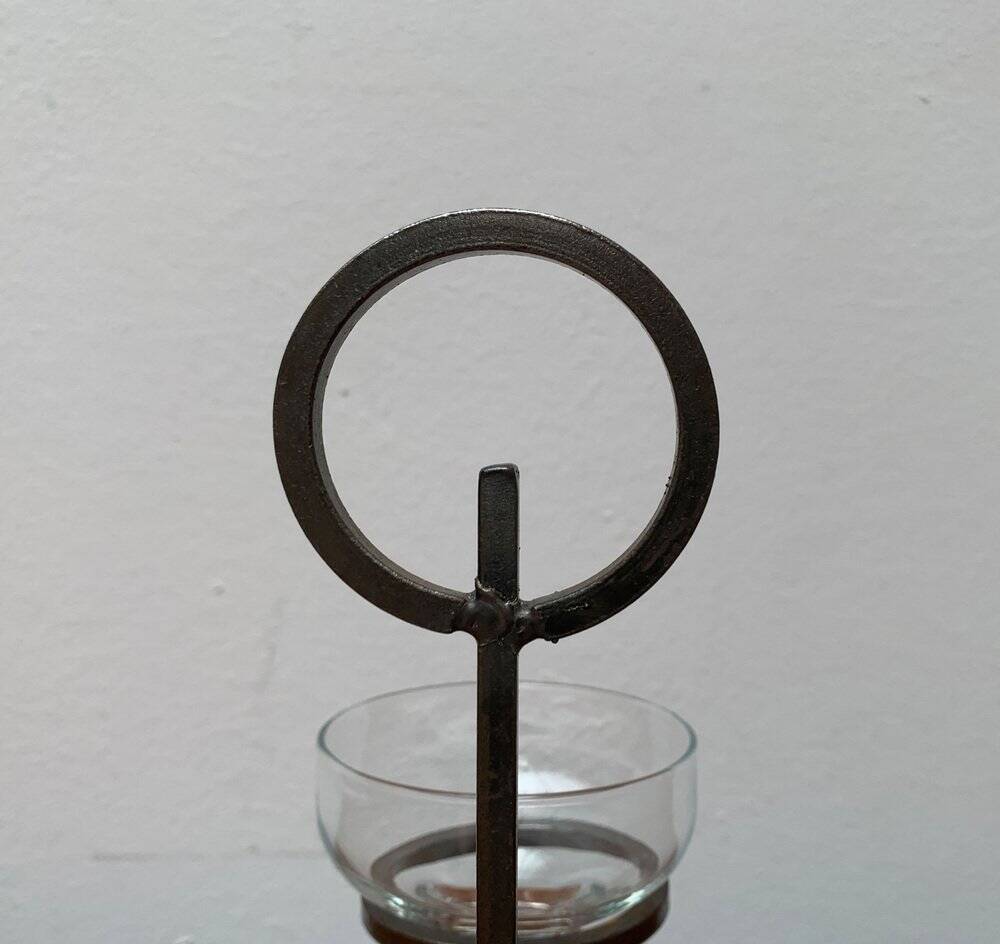 Danish Metal and Glass Candle Holder from the Mid-Century, 1960s