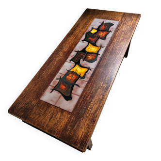 Coffee table in wood and ceramic tiles, Vallauris style