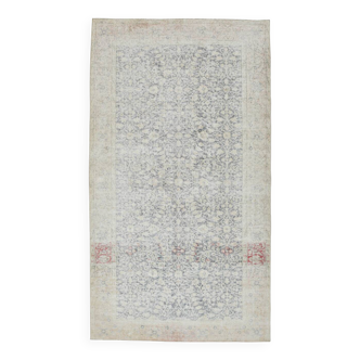 Tapis persan vintage bleu marine beige 5x8, 144x259 cm SK 21485