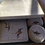 Longwy Chypre cream trivets and bottles