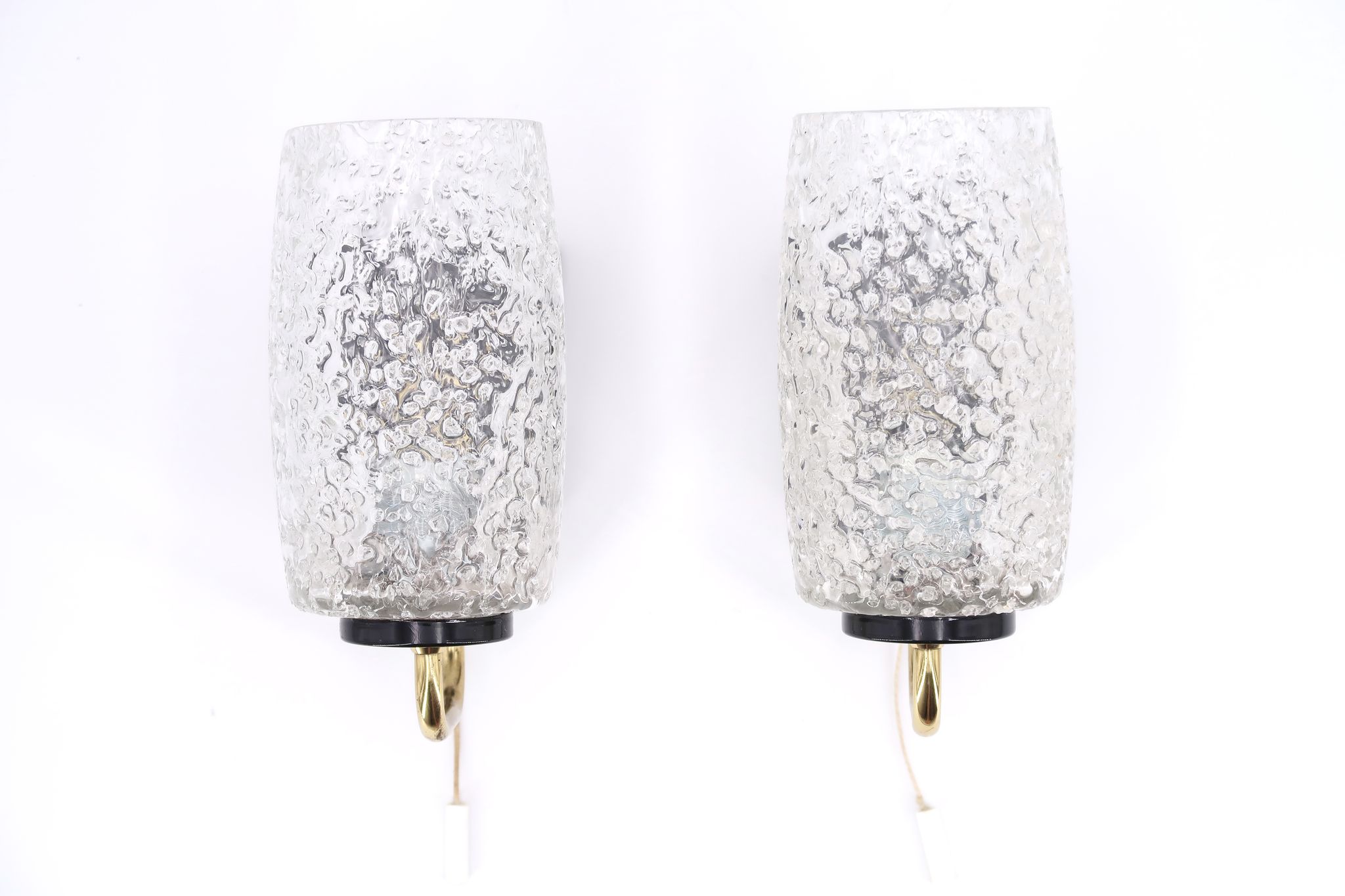 Pair of gold and black metal sconces, 50s