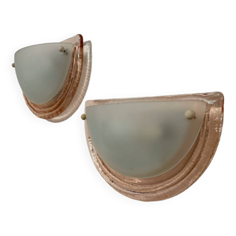 Murano glass half moon wall lights from the 80s (X2)