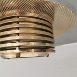 Original Belid T 391 pendant light in gold-coloured metal and smoked glass